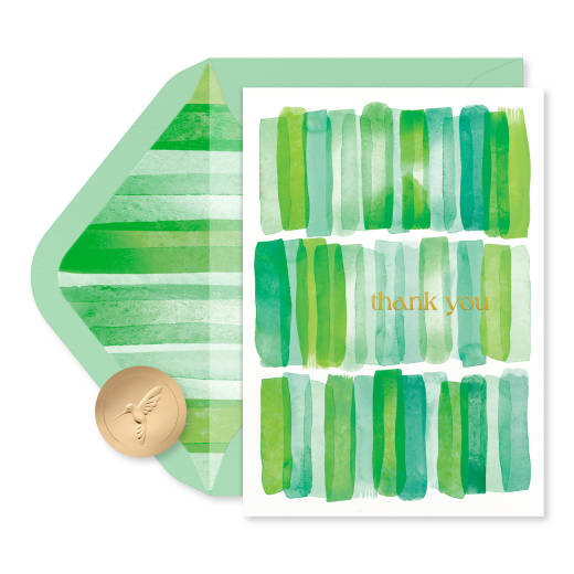 Green Stripes 14-Count Blank Thank You Greeting Cards with Envelopes Image 1