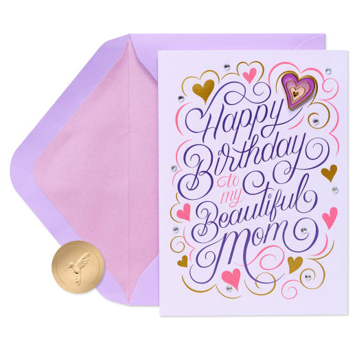Better Person Birthday Greeting Card for Mom with Heart Pin Image 1