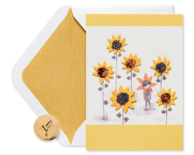 Sunflower Girl Blank Greeting Card