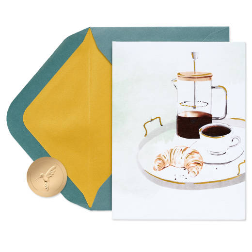 Coffee and Croissant Blank Greeting Card Image 1