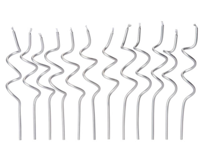 Silver Swirl Birthday Candles 12- Count
