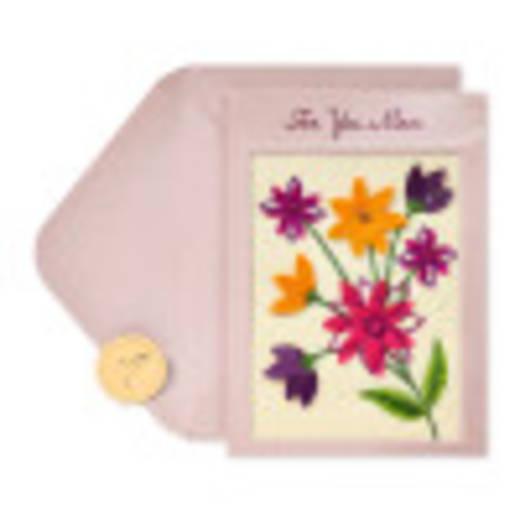 Embroidered Flowers Birthday Greeting Card