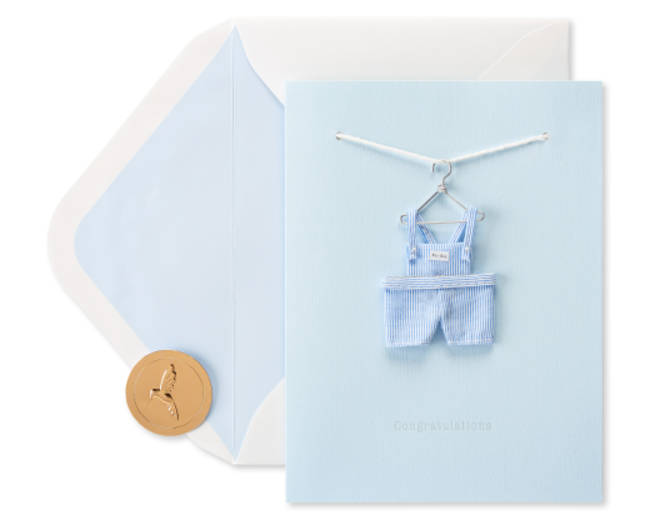 Tiny Tots Overalls New Baby Greeting Card