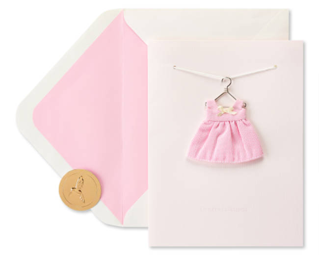 Tiny Tots Pink Dress New Baby Greeting Card