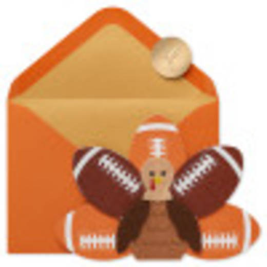 Grateful for Turkey and Touchdowns Thanksgiving Football Greeting Card