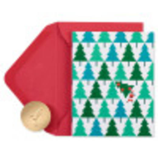 Pine Trees with Santa Holiday Christmas Boxed Cards - Glitter-Free, 20-Count