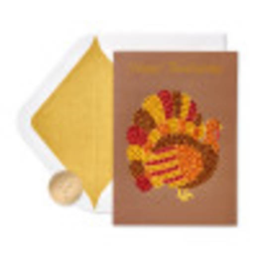 Gemmed Turkey Happy Thanksgiving Greeting Card