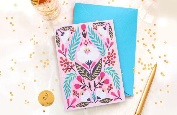Symmetrical Floral Blank Card